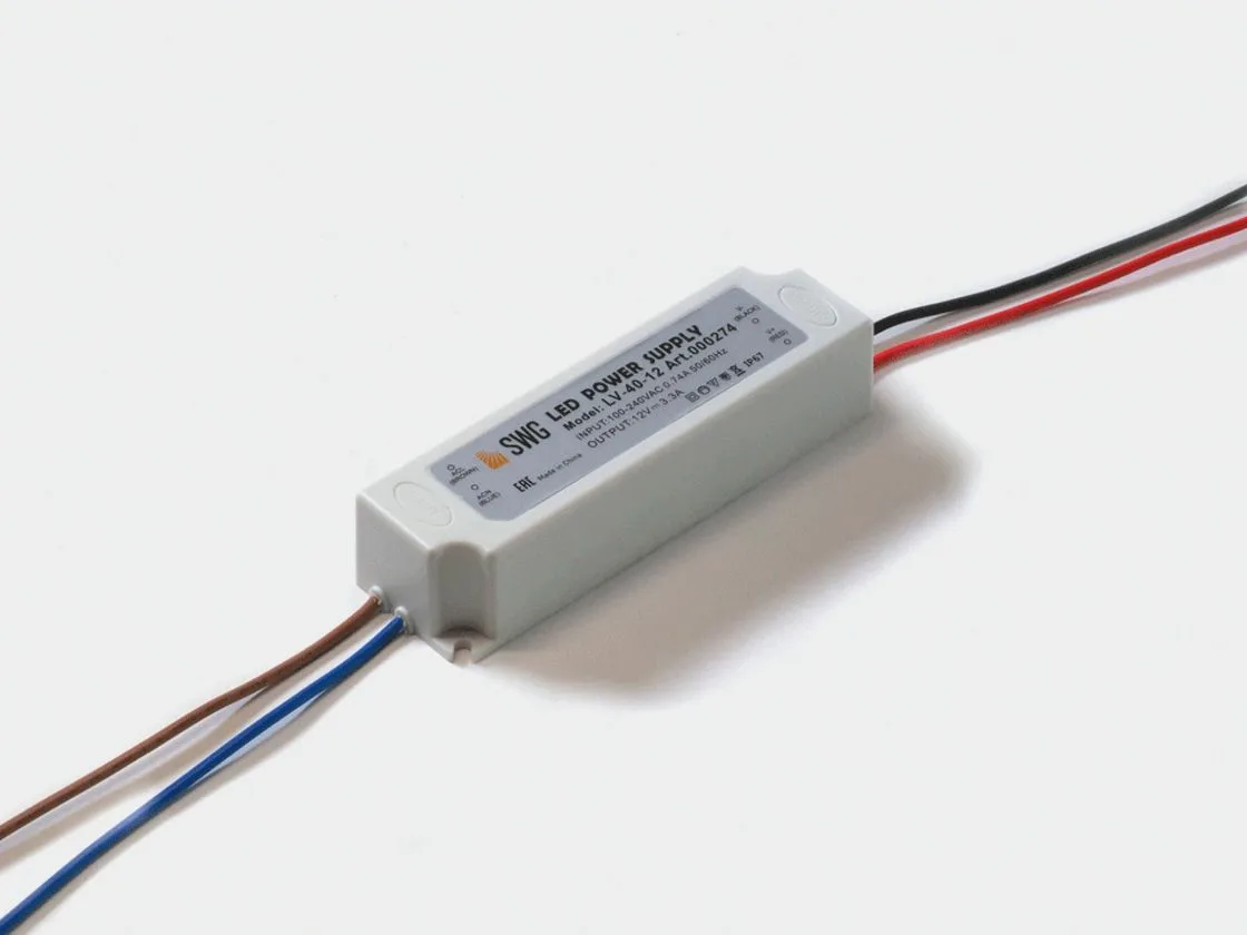 SWG Блок Питания для светодиодных лент IP 67 пластик 40 W, 12V, LV-40-12 - 00000000274